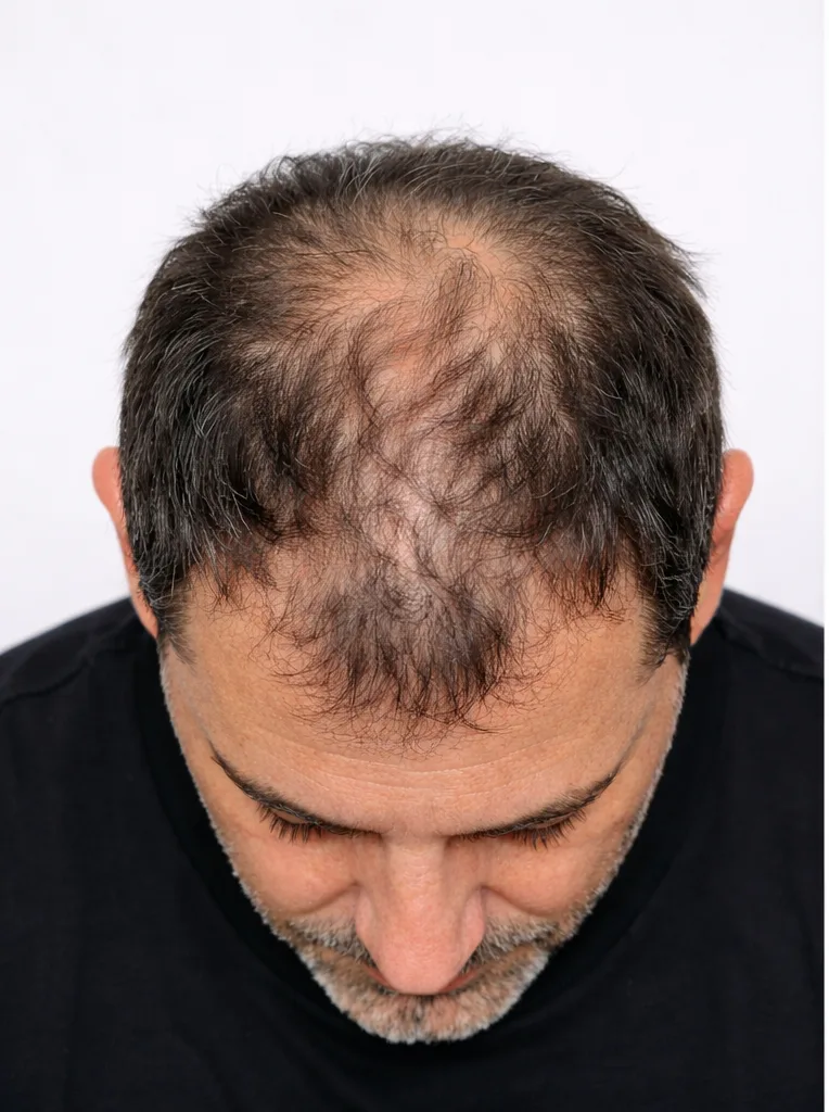 Before SMP density enhancement — thinning crown hair loss