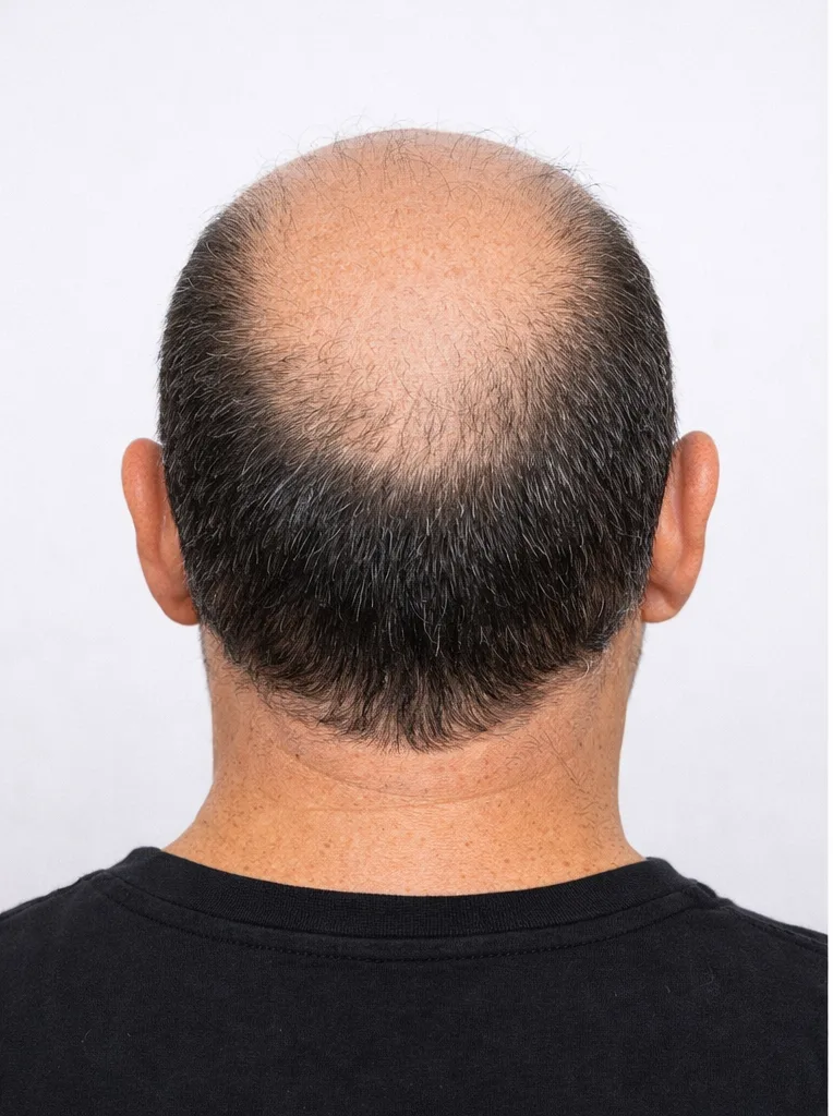 Before hairline restoration — receding temples and hairline